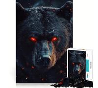 Rompecabezas de 1000 Piezas para Adultos Oso Negro con Ojos Rojos,Arte de Corte Fino,Juego de ingenio,Regalo para Momentos de Tranquilidad,Regalo Divertido de cumpleaños (38x26cm)