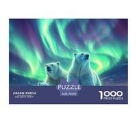 Rompecabezas De 1000 Piezas para Adultos Oso Polar,Materiales Reciclables De Primera Calidad E Impresión De Alta Definición,Juego Familiar,Regalos para Amantes O Amigos(Northern Lights) 70x50cm/1000