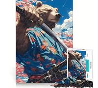 Rompecabezas de 1000 Piezas para Adultos Oso,samurái,Flores,Bordes Lisos,Juguete de construcción,Juego Relajante,Escena navideña (38x52cm)