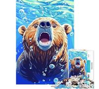 Rompecabezas de 1000 Piezas para Adultos Oso sorprendido bajo el Agua con Burbujas Desafío Educativo Regalos para Mujeres Juego práctico para Mayores de 14 años 38x52cm