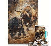 Rompecabezas de 1000 Piezas para Adultos: Oso vs Toro, Comercio de criptomonedas, Juegos Familiares, Decoración Perfecta, cumpleaños y Navidad 38x52cm