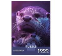Rompecabezas De 1000 Piezas para Adultos Otter Duo in Purple Light Rompecabezas para Adolescentes Juego Familiar Pero Divertido Y Humorístico Cumpleaños 38x26cm/1000pcs