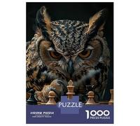 Rompecabezas De 1000 Piezas para Adultos Owl Chess Rompecabezas para Adultos: Análisis Práctico del Juego Y Lógica, Toda La Familia 52x38cm/1000pcs