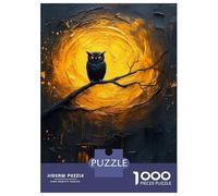 Rompecabezas De 1000 Piezas para Adultos Owl Perched on Branch, Full Moon Rompecabezas para Adultos Juego Familiar Decoración De Pared Gran Regalo para Jugar 70x50cm/1000pcs