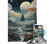 Rompecabezas de 1000 Piezas para Adultos Pagoda bajo la Luna Llena Un Reto para completar Pero Divertido y entretenido Juegos relajantes para Mayores de 14 años 50x75cm