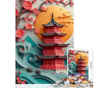 Rompecabezas de 1000 Piezas para Adultos Pagoda de los Cerezos en Flor Juguetes antiestrés Regalos de Amigo Secreto Juegos educativos Cada Pieza es única - Tamaño 38x52cm
