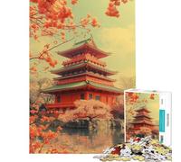 Rompecabezas de 1000 Piezas para Adultos Pagoda en Flor Juego Divertido para Adultos Que estimula el análisis y la lógica Difícil y desafiante (Tamaño 38x52cm)