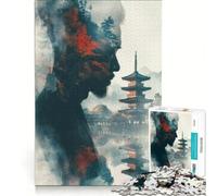 Rompecabezas de 1000 Piezas para Adultos: Pagoda Japonesa de Doble exposición, Juego Imposible, Actividades Divertidas para Hacer en casa, colección de Artistas, Bellas Artes 38x52cm