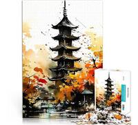 Rompecabezas de 1000 Piezas para Adultos Pagoda Japonesa Juguete de desafío de Juego Educativo Decoración artística del hogar 52x38cm