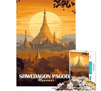 Rompecabezas de 1000 Piezas para Adultos Pagoda Shwedagon Myanmar Juguetes educativos Juegos Familiares Una Obra de Arte Un Gran Regalo para los Amantes de los Juegos (tamaño 75x50cm)