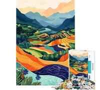 Rompecabezas de 1000 Piezas para Adultos Paisaje asiático de arrozales Juego Imposible Juguete Educativo y Divertido para Mejorar la Memoria (tamaño 38x26cm)