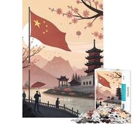 Rompecabezas de 1000 Piezas para Adultos Paisaje Chino con Pagoda Juguetes educativos para Aprender Juego Familiar Difícil Regalos de Amigo Invisible (tamaño 50x75cm)