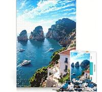 Rompecabezas de 1000 Piezas para Adultos: Paisaje costero Italiano con Barcos, Juguetes para armar, para divertirse en Familia, para Fortalecer el Amor Entre Parejas 50x75cm