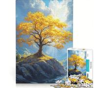 Rompecabezas de 1000 Piezas para Adultos Paisaje de árboles Dorados, Juguetes para armar, Mejora la Memoria, cumpleaños y Navidad 50x75cm