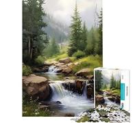 Rompecabezas de 1000 Piezas para Adultos Paisaje de Arroyo de montaña y Cascada Rompecabezas para Adultos Que Requiere práctica análisis y lógica Difícil y desafiante (tamaño 38x26cm)