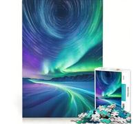 Rompecabezas de 1000 Piezas para Adultos: Paisaje de Aurora Boreal con estelas de Estrellas Juego práctico, decoración del hogar, colección de Artistas, Bellas Artes 50x75cm