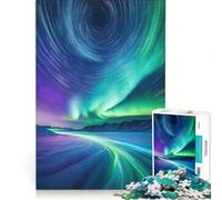 Rompecabezas de 1000 Piezas para Adultos: Paisaje de Auroras boreales y estelas de Estrellas Juegos Divertidos, interacción Entre Padres e Hijos, Regalo de Juego desafiante 38x26cm