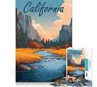Rompecabezas de 1000 Piezas para Adultos Paisaje de California con río y montañas Ideal para Decorar,ejercitar la Mente,divertirse y Disfrutar de la Navidad (50x75cm)