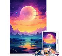 Rompecabezas de 1000 Piezas para Adultos Paisaje de fantasía con Castillos y Lunas Juguete para decoración de Pared Gran Regalo para Juegos Juegos de relajación Mejora del Amor en Pareja 50x75cm