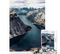 Rompecabezas de 1000 Piezas para Adultos Paisaje de fiordo montaña y Lago decoración del hogar Juguetes Regalos para Mujeres y Hombres Juego de ingenio difícil y desafiante tamaño 38x52cm