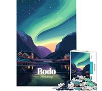 Rompecabezas de 1000 Piezas para Adultos Paisaje de la Aurora Boreal de Bodo Noruega Juego Imposible Juguetes adictivos para Cultivar la Paciencia Regalos de cumpleaños para la diversión Familiar
