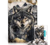 Rompecabezas de 1000 Piezas para Adultos Paisaje de la montaña Wolf Juego Intelectual con Piezas de Formas aleatorias Que se entrelazan Completamente 75x50cm