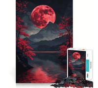 Rompecabezas de 1000 Piezas para Adultos,Paisaje de Luna de Sangre,Ajuste, Juego para ejercitar la Mente,Regalo Ideal para Relajarse o para divertirse en cumpleaños 38x52cm