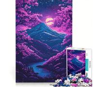 Rompecabezas de 1000 Piezas para Adultos: Paisaje de montaña con cerezos en Flor en Japón, Juguetes para armar, interacción Entre Padres e Hijos, colección de Artistas, Bellas Artes 50x75cm