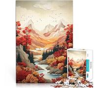 Rompecabezas de 1000 Piezas para Adultos Paisaje de montañas otoñales Diversión Familiar Decoración de Pared cumpleaños y Navidad 75x50cm