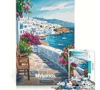 Rompecabezas de 1000 Piezas para Adultos Paisaje de Mykonos Grecia Juego práctico Carrera de Velocidad Manual con Piezas de Formas aleatorias Que encajan Perfectamente 38x52cm