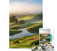 Rompecabezas de 1000 Piezas para Adultos Paisaje de Pradera Serena Juguetes adictivos para Cultivar la Paciencia Juego Familiar para aliviar el estrés Regalo de cumpleaños (Tamaño 38x52cm)