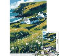 Rompecabezas de 1000 piezas para adultos paisaje de pueblo costero con cabañas blancas juguete para decoración de pared gran regalo para juegos juego imposible interacción entre padres e hijos 50x75cm