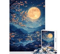Rompecabezas de 1000 Piezas para Adultos Paisaje de Pueblo Iluminado por la Luna Juguetes antiestrés Regalos para Mujeres y Hombres Juego Educativo interacción Entre Padres e Hijos tamaño 38x52cm