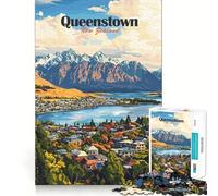 Rompecabezas de 1000 Piezas para Adultos Paisaje de Queenstown,Nueva Zelanda Arte de ensamblaje Suave Divertido Rompecabezas de lógica Juego Casual Escena navideña Arte (38x26cm)