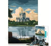 Rompecabezas de 1000 Piezas para Adultos Paisaje del Castillo de Orlando,Corte Suave,Arte,Actividad Mental Inteligente,Tiempo Libre,Diversión,Decoración Navideña,Regalo (38x52cm)