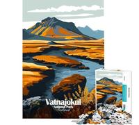 Rompecabezas de 1000 Piezas para Adultos Paisaje del Parque Nacional Vatnajökull Islandia Juego Educativo desafío Juguete Juego práctico antiestrés Regalo Divertido (tamaño 38x26cm)