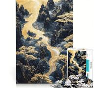 Rompecabezas de 1000 Piezas para Adultos Paisaje del río Dorado, Juego Imposible, análisis y lógica, fortalece el Amor Entre Parejas 50x75cm