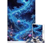 Rompecabezas de 1000 Piezas para Adultos Paisaje fantástico del río Azul Juego práctico de análisis y lógica Juguete antiestrés Que fortalece el Amor Entre Parejas (38x52cm)