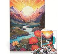 Rompecabezas de 1000 Piezas para Adultos Paisaje Floral de montaña con río, Juguetes para armar, para la diversión Familiar, para Fortalecer el Amor Entre Parejas 50x75cm