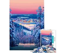 Rompecabezas de 1000 Piezas para Adultos Paisaje Invernal de Rovaniemi Finlandia Rompecabezas para ejercitar la Mente y aliviar el estrés (Tamaño 38x52cm)