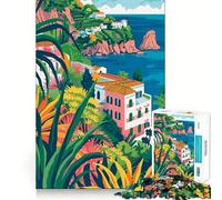 Rompecabezas de 1000 Piezas para Adultos,Paisaje Italiano de Amalfi,decoración de Bordes limpios,Actividad Cerebral,diversión fácil,Regalo de cumpleaños para la Mente (38x26cm)