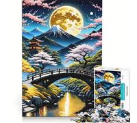 Rompecabezas de 1000 Piezas para Adultos, Paisaje japonés con cerezos, Juguete Educativo, Divertido y humorístico, Que fomenta el Amor Entre Parejas 38x26cm