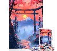 Rompecabezas de 1000 Piezas para Adultos Paisaje japonés con Puerta Torii Juguete Educativo Gran Regalo para Juegos Juego práctico difícil y desafiante tamaño 38x52cm