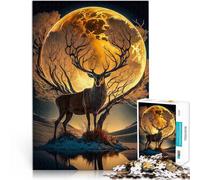 Rompecabezas de 1000 Piezas para Adultos “Paisaje Lunar de Ciervos” Madera，para y a Partir de 14 años Diversión Familiar Regalos interesantes para Reducir el estrés。tamaño：50x75cm