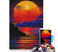 Rompecabezas de 1000 Piezas para Adultos Paisaje Lunar mágico Retro decoración de Pared Actividades Divertidas para el hogar para Fortalecer el Amor en Pareja 38x26cm