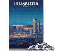 Rompecabezas de 1000 Piezas para Adultos: Paisaje Nocturno de Ulán Bator, Mongolia. Juego de Rompecabezas de Papel. Reto para Toda la Familia. 38 x 26 cm.