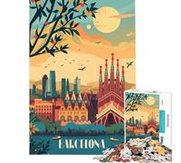 Rompecabezas de 1000 Piezas para Adultos Paisaje onírico de Barcelona Un desafío Educativo Una Obra de Arte Juguetes antiestrés para Mayores de 14 años (50x75cm)