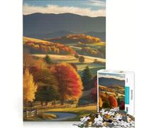 Rompecabezas de 1000 Piezas para Adultos: Paisaje otoñal con Camino sinuoso, Juego práctico, Corte de precisión, Regalo de cumpleaños, 38x26cm