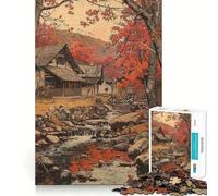 Rompecabezas de 1000 Piezas para Adultos Paisaje otoñal con casa y Arroyo Arte de Corte preciso Juego de ingenio Diversión para el Tiempo Libre Regalo Ideal para cumpleaños (38x26cm)