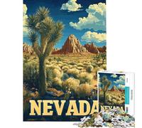 Rompecabezas de 1000 Piezas para Adultos Paisaje Salvaje de Nevada Joshua Tree Desierto póster de Viaje Rompecabezas para Adultos Juguetes antiestrés decoración de Pared desafío Educativo (38x26cm)